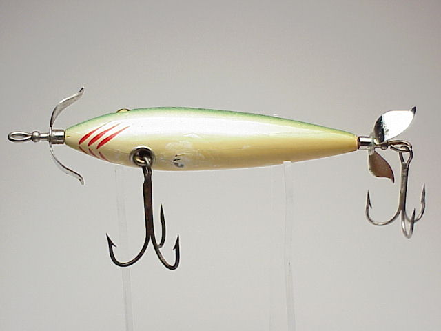 ANTIQUE HEDDON 300 MUSKY MINNOW GREEN CRACKLEBACK FISHING LURE FISH BAIT  TACKLE 