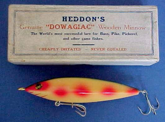 Heddon Fishing Lure Dowagiac Minnow Red x Yellow 1-Hook wood Vintage From  Japan