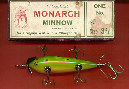 Pflueger Antique Monarch Underwater Minnows and Lure Boxes